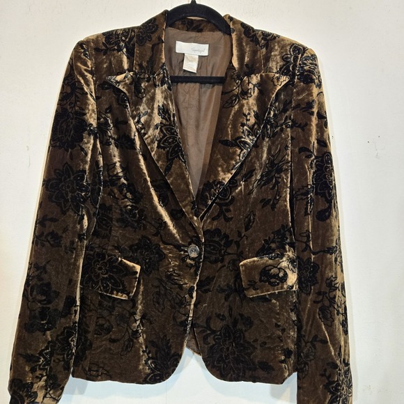 Spiegle Jackets & Blazers - Vintage Spiegle Brown Velvet Burnout Blazer Size 10